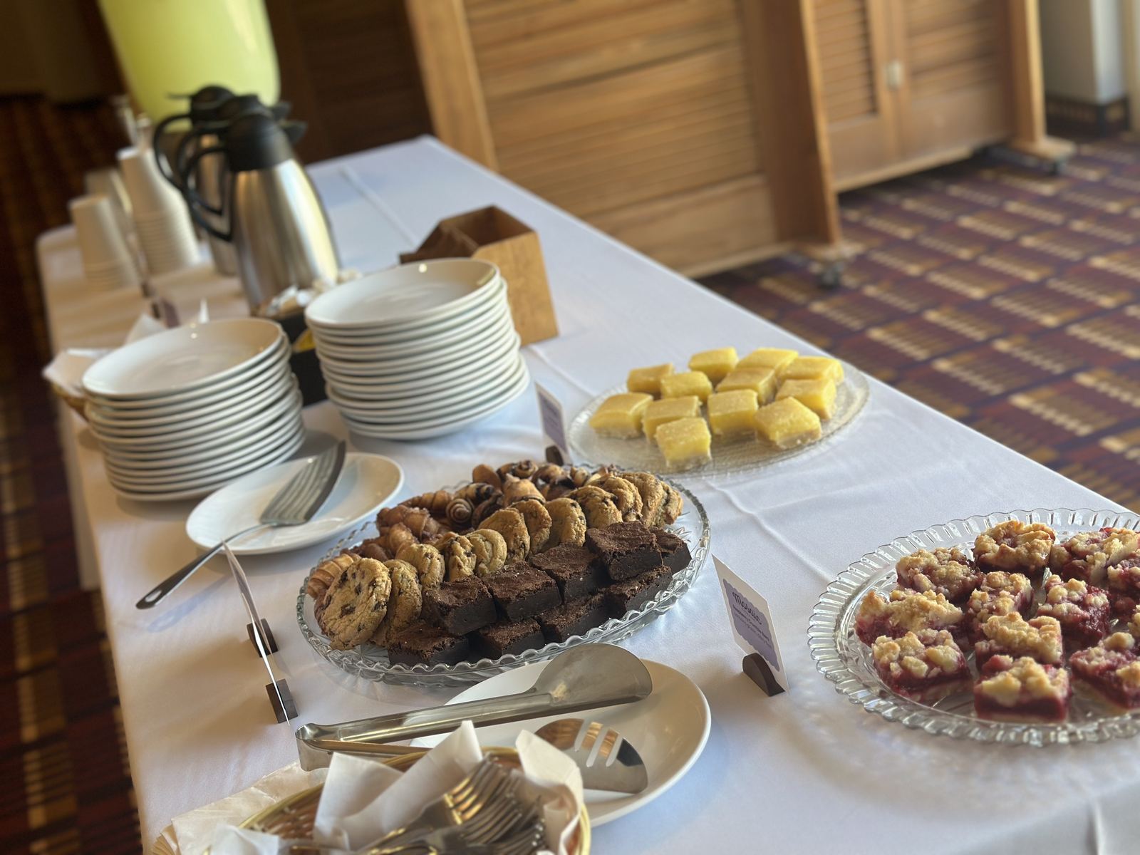 Assorted pastries arranged on a Mosaic catering buffet