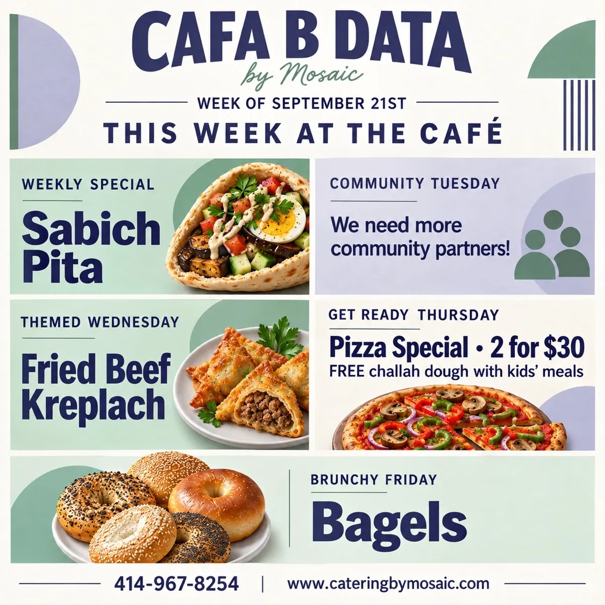 Café B Data weekly specials for the week of September 21, 2026